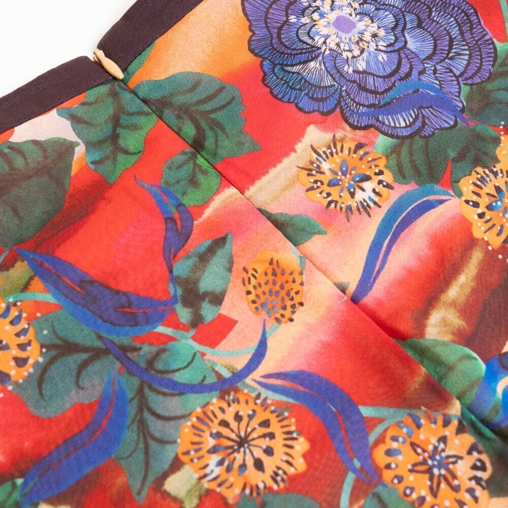 Saloni Jamie Short Dress 100% Silk Floral Beaded Bow Size 0 / XS - Picture 10 of 15